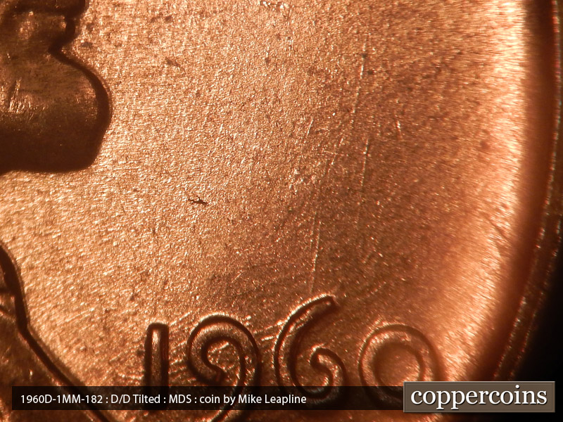 Die-stage B marker on 1960D•1MM•182 (1960 Repunched Mint Mark).