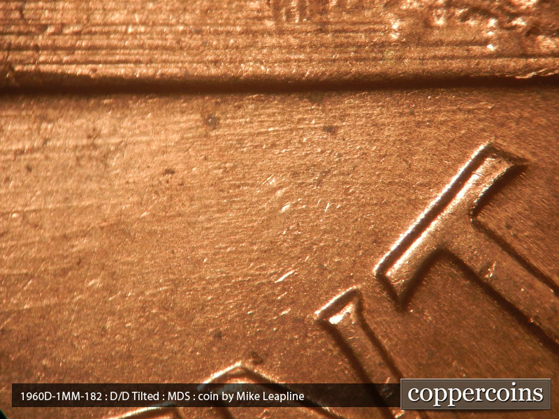 Die-stage B marker on 1960D•1MM•182 (1960 Repunched Mint Mark).