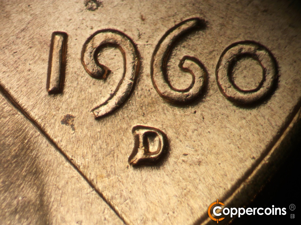 Die-stage C marker on 1960D•1MM•183 showing Closeup of repunched mint mark.