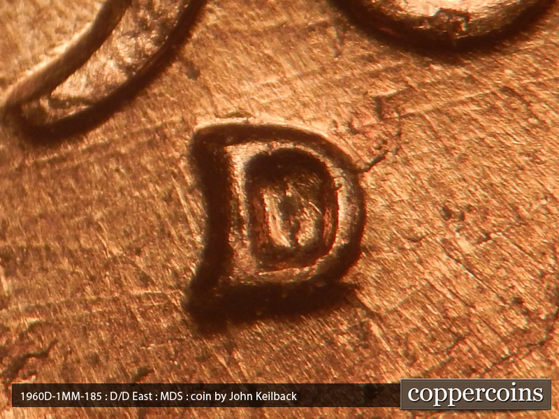 1960 Lincoln cent obverse, CopperCoins die 1960D•1MM•185.