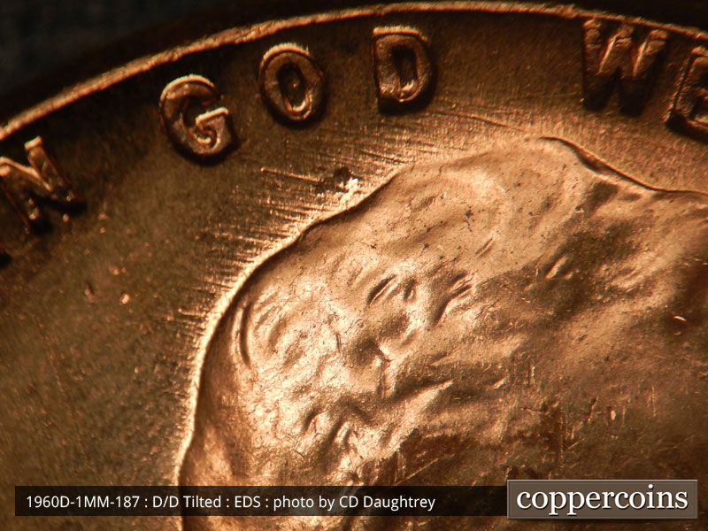 Die-stage A marker on 1960D•1MM•187 (1960 Repunched Mint Mark).