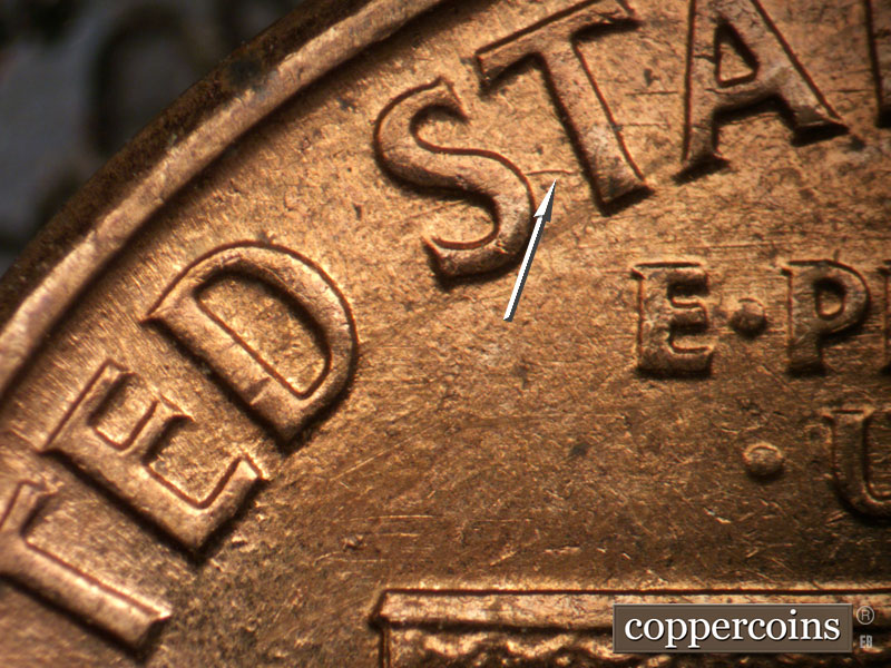 Die-stage B marker on 1960D•1MM•187 (1960 Repunched Mint Mark).