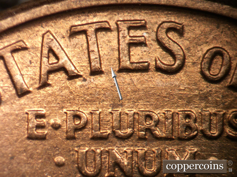 Die-stage B marker on 1960D•1MM•187 (1960 Repunched Mint Mark).