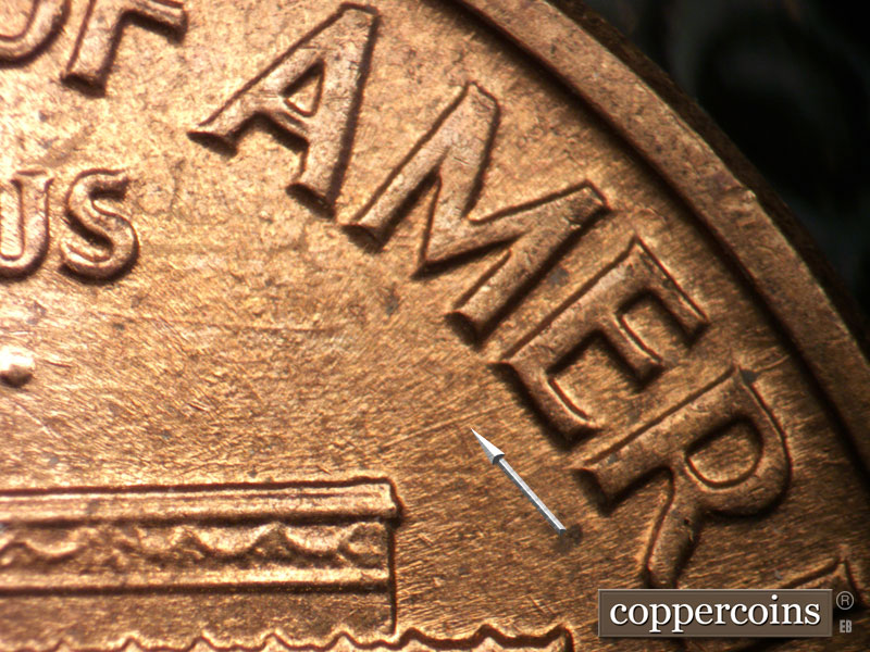 Die-stage B marker on 1960D•1MM•187 (1960 Repunched Mint Mark).