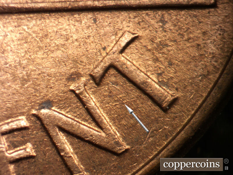 Die-stage B marker on 1960D•1MM•187 (1960 Repunched Mint Mark).