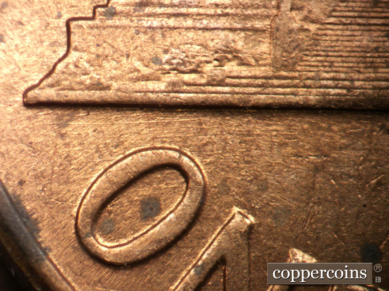 Die-stage B marker on 1960D•1MM•187 (1960 Repunched Mint Mark).