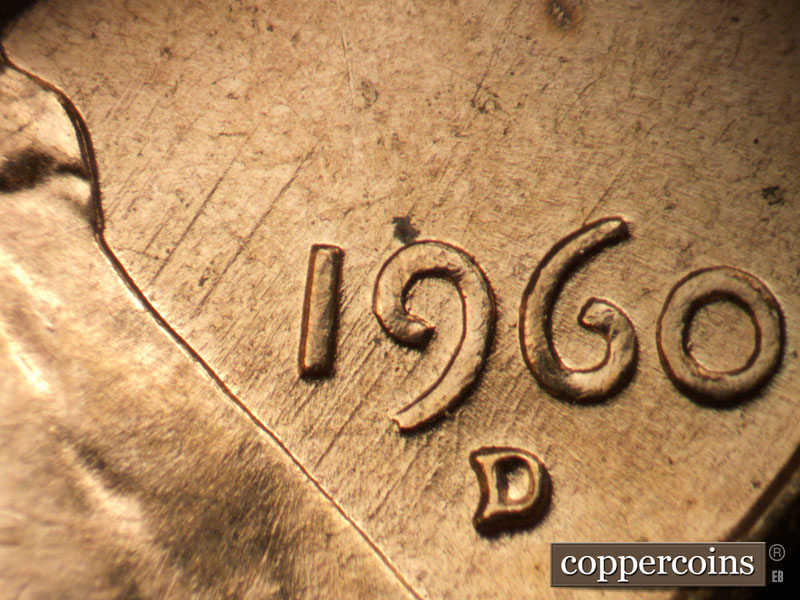 Die-stage C marker on 1960D•1MM•187 (1960 Repunched Mint Mark).