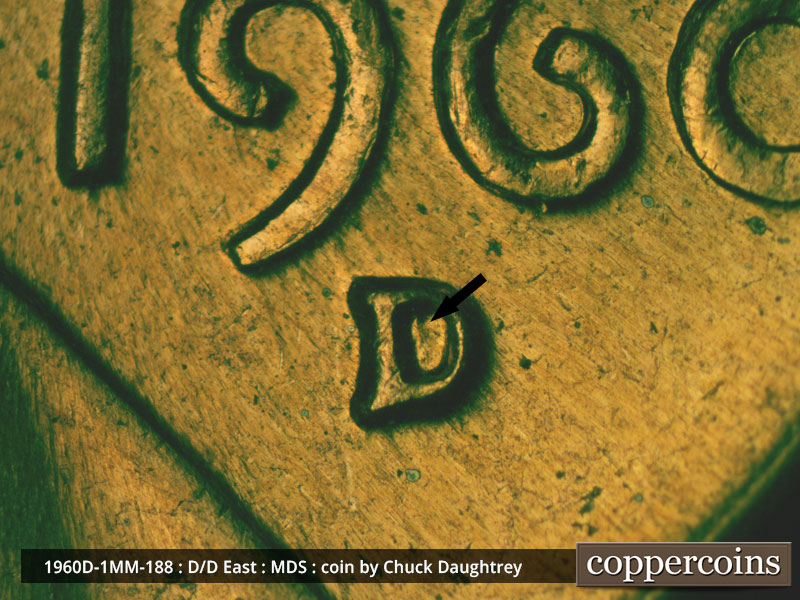 1960 Lincoln cent obverse, CopperCoins die 1960D•1MM•188.