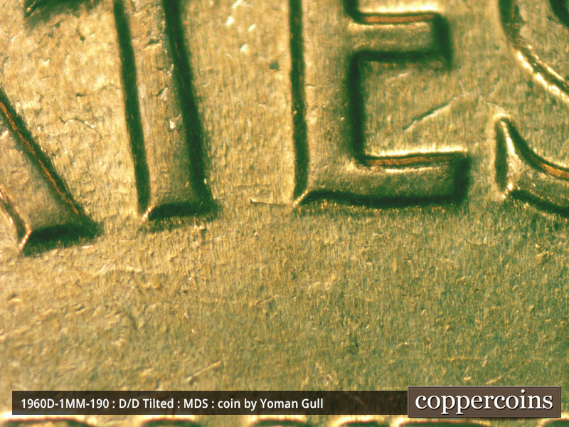 Die-stage B marker on 1960D•1MM•190 (1960 Repunched Mint Mark).