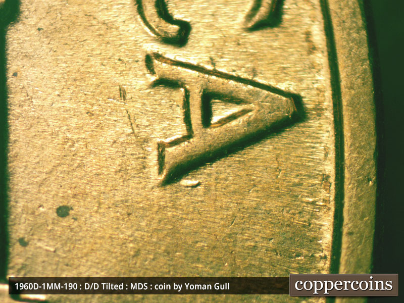 Die-stage B marker on 1960D•1MM•190 (1960 Repunched Mint Mark).