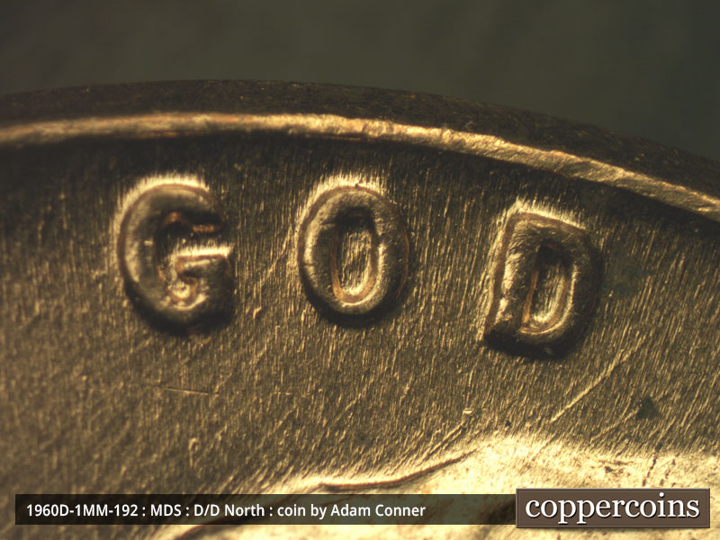 Die-stage B marker on 1960D•1MM•192 (1960 Repunched Mint Mark).