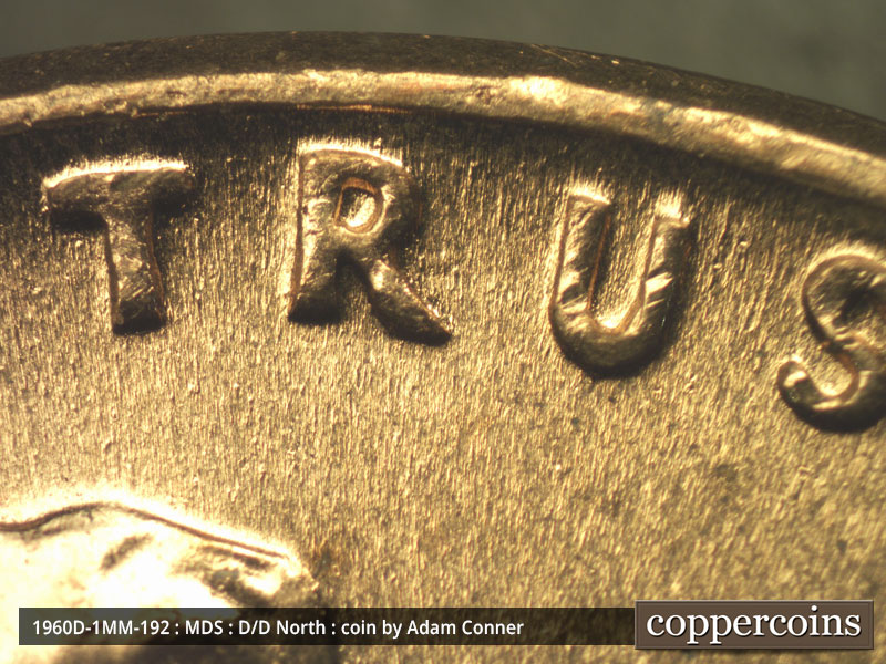 Die-stage B marker on 1960D•1MM•192 (1960 Repunched Mint Mark).