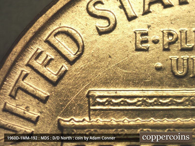 Die-stage B marker on 1960D•1MM•192 (1960 Repunched Mint Mark).