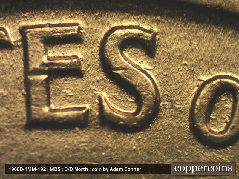 Die-stage B marker on 1960D•1MM•192 (1960 Repunched Mint Mark).