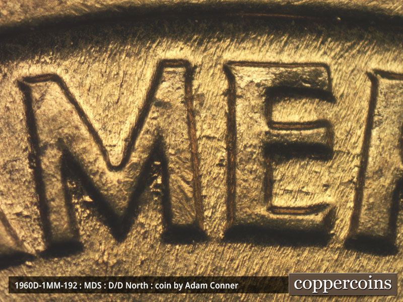 Die-stage B marker on 1960D•1MM•192 (1960 Repunched Mint Mark).