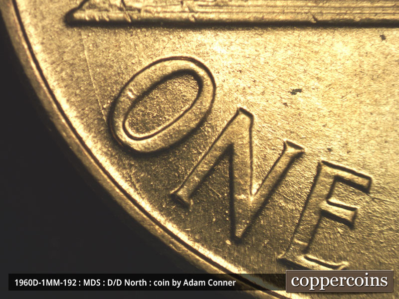 Die-stage B marker on 1960D•1MM•192 (1960 Repunched Mint Mark).