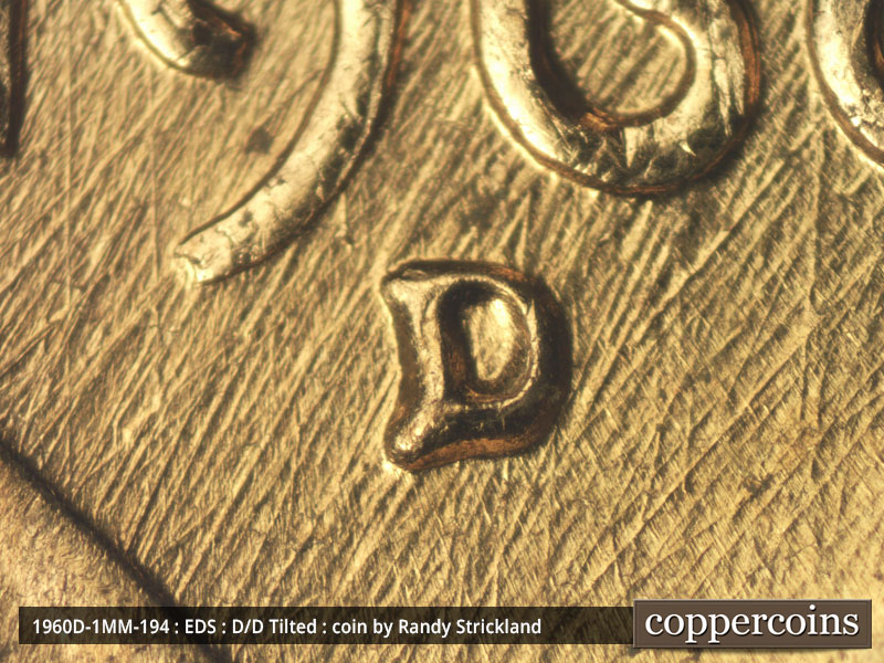 Die-stage A marker on 1960D•1MM•194 (1960 Repunched Mint Mark).