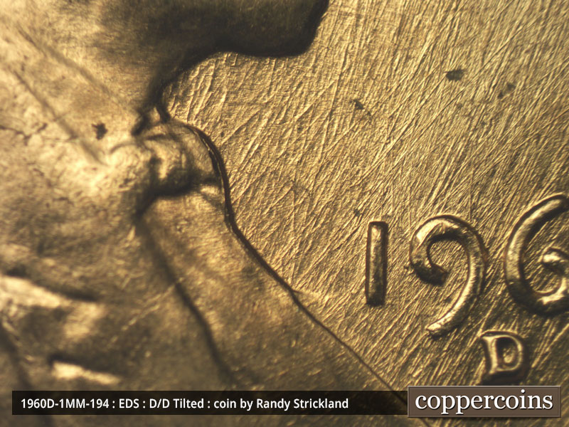 Die-stage A marker on 1960D•1MM•194 (1960 Repunched Mint Mark).