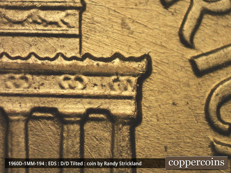 Die-stage A marker on 1960D•1MM•194 (1960 Repunched Mint Mark).