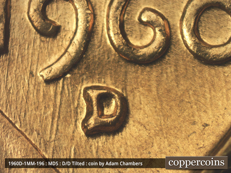 1960 Lincoln cent obverse, CopperCoins die 1960D•1MM•196.