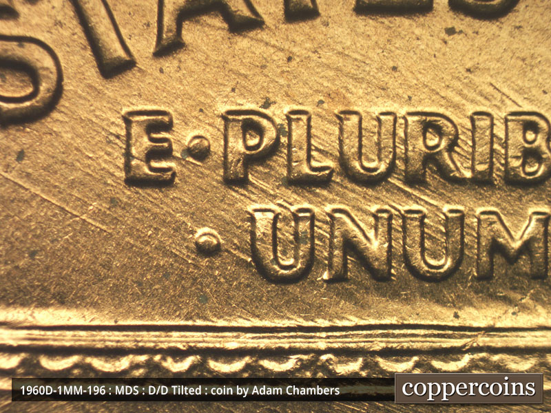 Die-stage B marker on 1960D•1MM•196 (1960 Repunched Mint Mark).