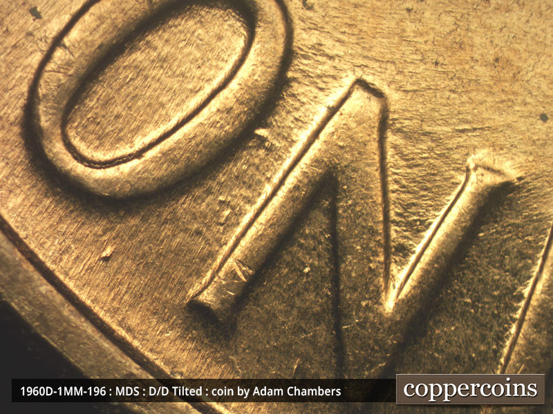 Die-stage B marker on 1960D•1MM•196 (1960 Repunched Mint Mark).