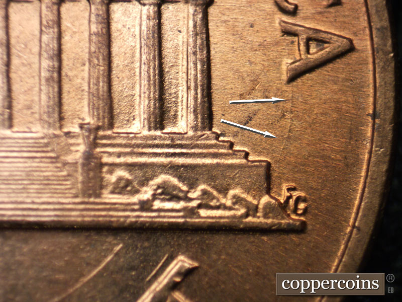Die-stage A marker on 1960D•1MM•198 (1960 Repunched Mint Mark).