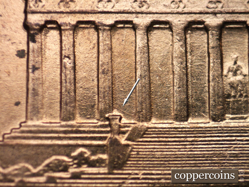 Die-stage A marker on 1960D•1MM•198 (1960 Repunched Mint Mark).