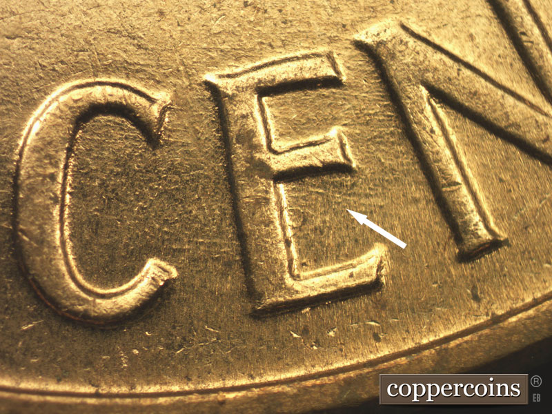 Die-stage B marker on 1960D•1MM•198 (1960 Repunched Mint Mark).