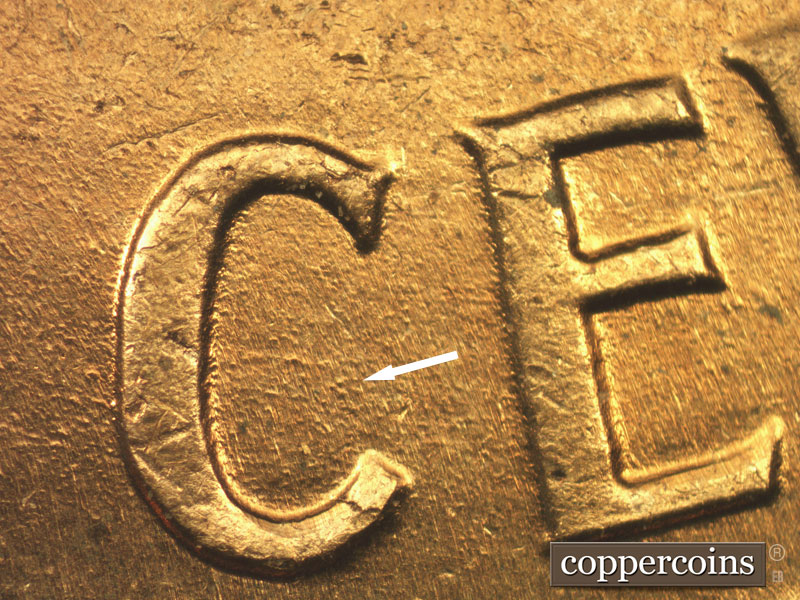 Die-stage C marker on 1960D•1MM•199 (1960 Repunched Mint Mark).