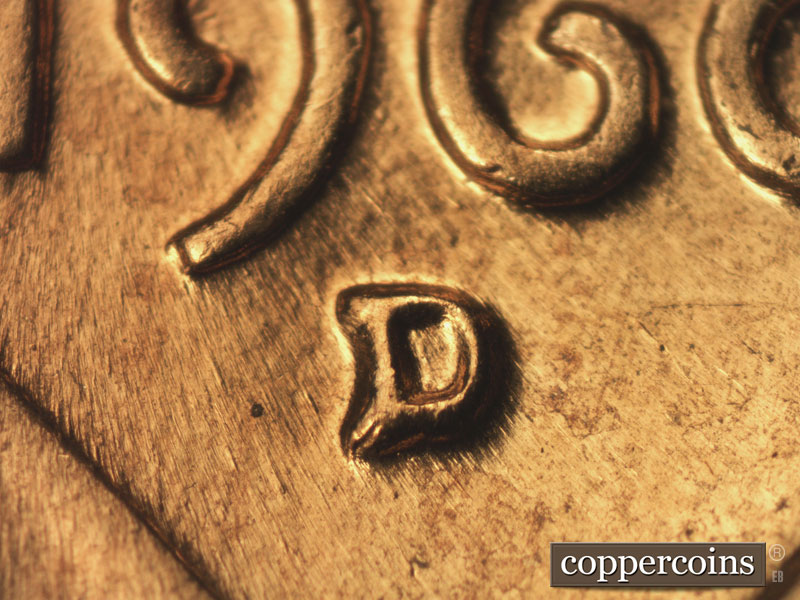 Die-stage C marker on 1960D•1MM•200 showing Closeup of repunched mint mark.