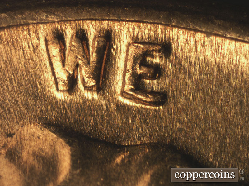 Die-stage C marker on 1960D•1MM•200 showing Closeup of WE.