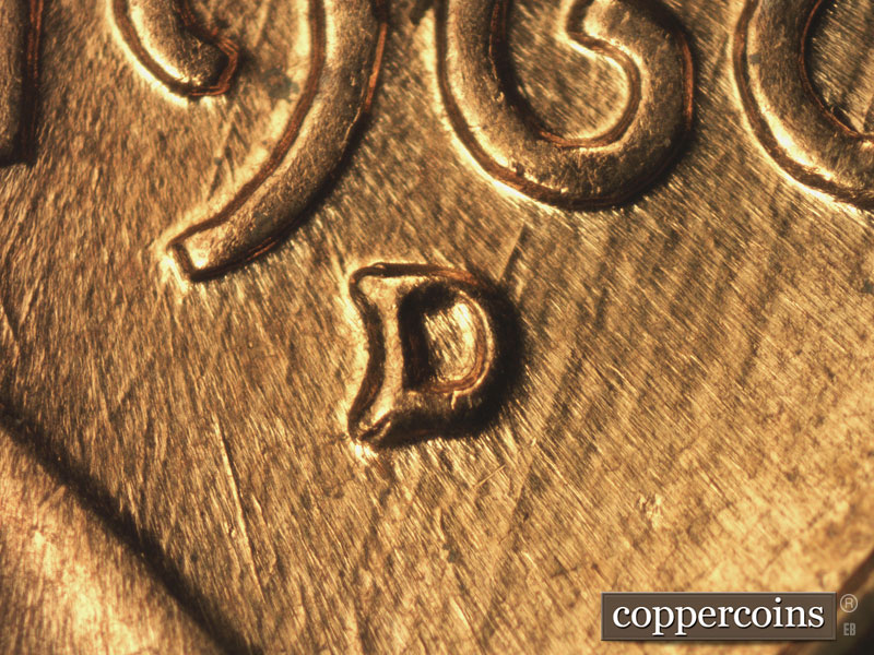 Die-stage C marker on 1960D•1MM•201 (1960 Repunched Mint Mark).