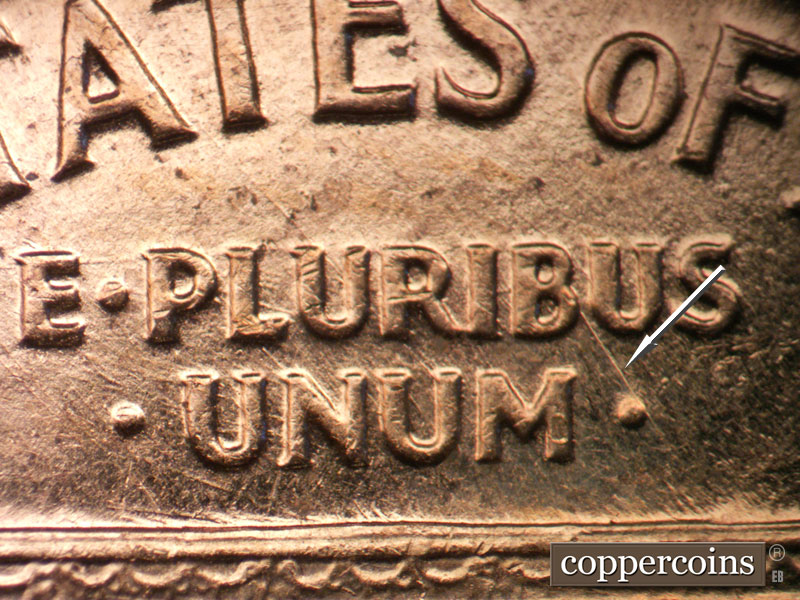 Die-stage A marker on 1960D•1MM•202 (1960 Repunched Mint Mark).