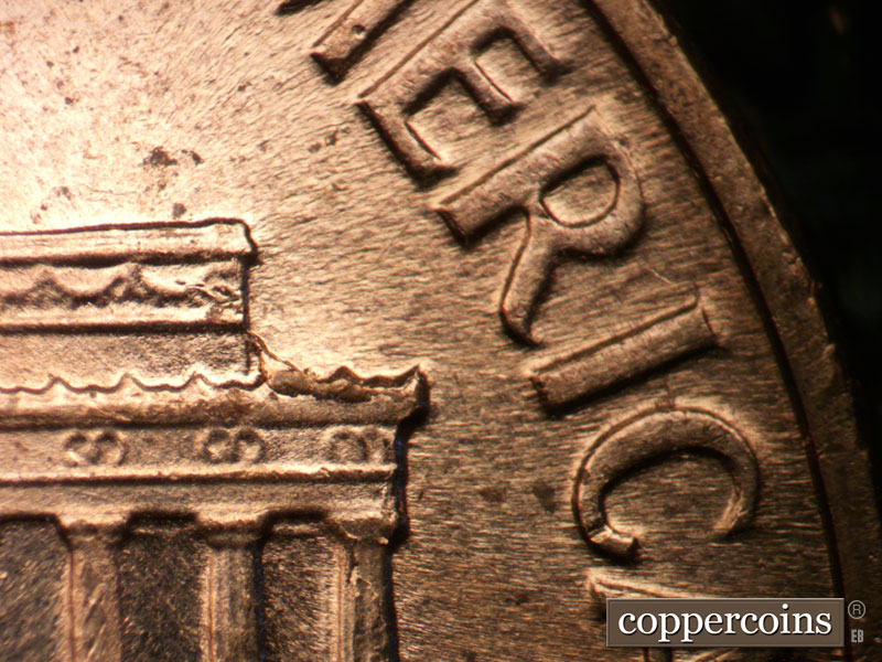 Die-stage A marker on 1960D•1MM•202 (1960 Repunched Mint Mark).