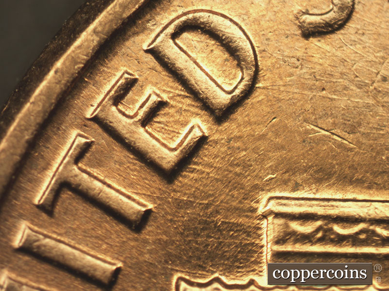 Die-stage B marker on 1960D•1MM•204 (1960 Repunched Mint Mark).