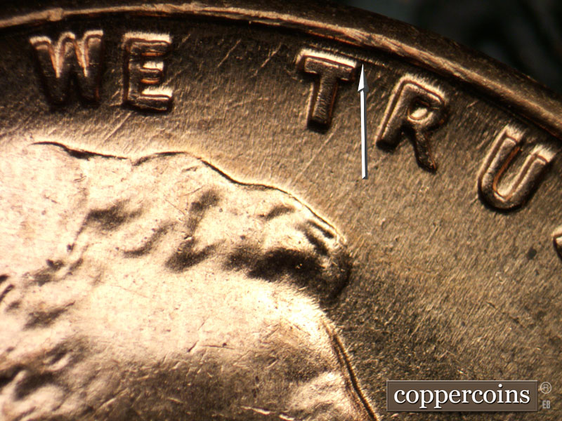 Die-stage C marker on 1960D•1MM•205 (1960 Repunched Mint Mark).