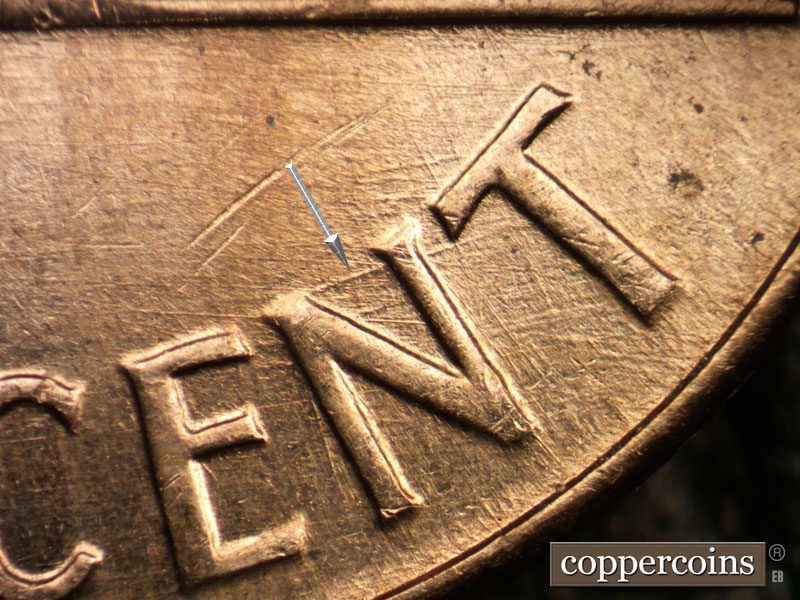 Die-stage C marker on 1960D•1MM•205 (1960 Repunched Mint Mark).