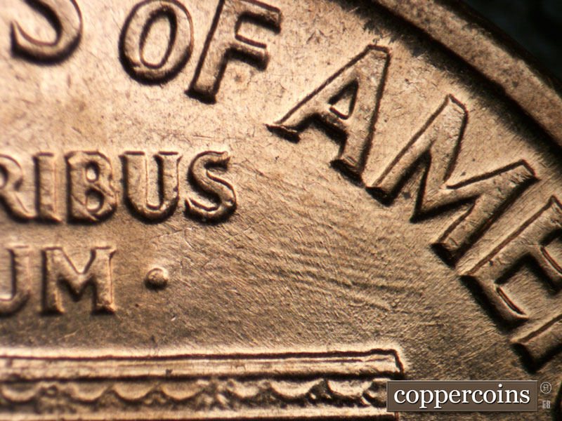 Die-stage A marker on 1960D•1MM•206 (1960 Repunched Mint Mark).