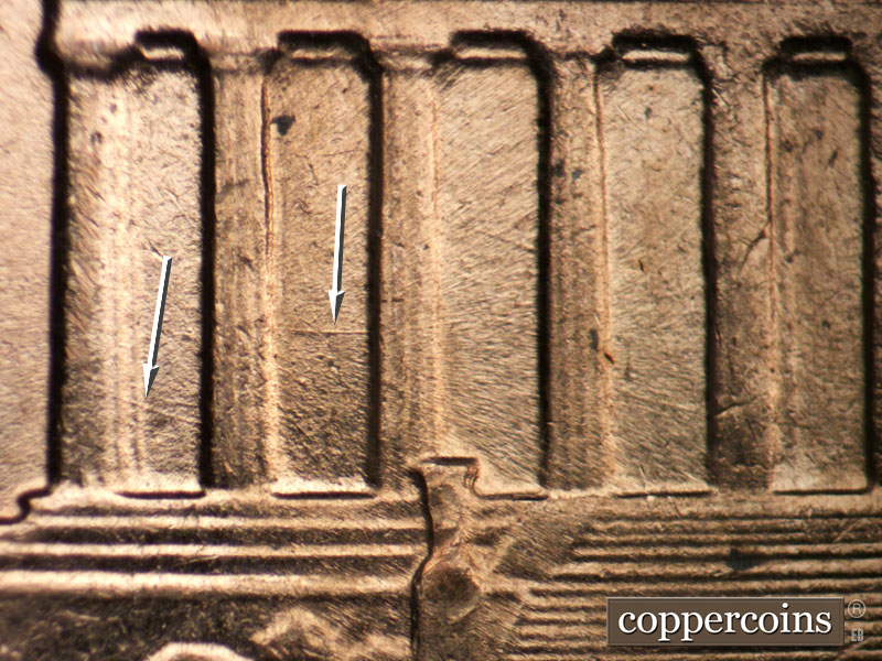 Die-stage A marker on 1960D•1MM•206 (1960 Repunched Mint Mark).