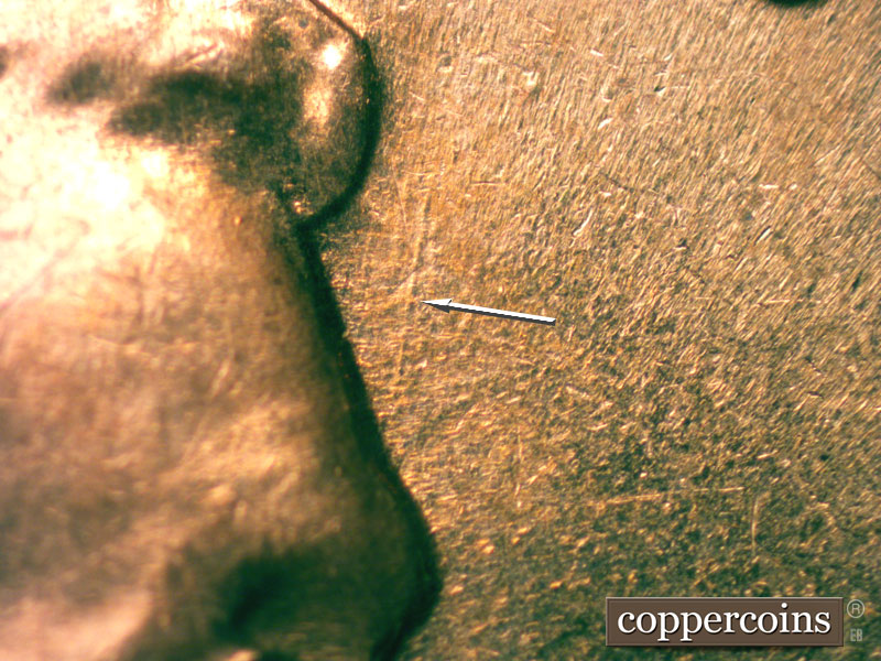 Die-stage B marker on 1960D•1MM•206 (1960 Repunched Mint Mark).