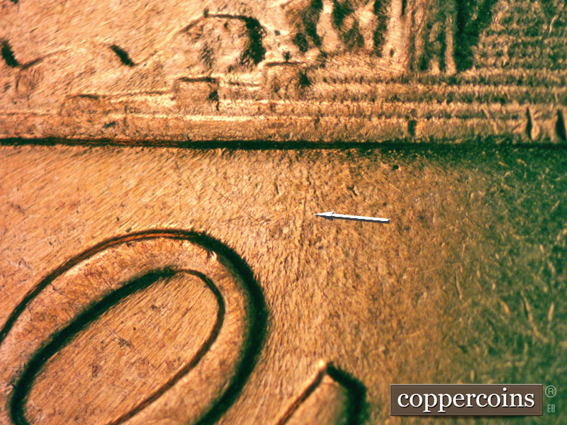 Die-stage B marker on 1960D•1MM•206 (1960 Repunched Mint Mark).