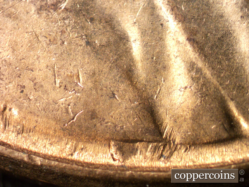 Die-stage B marker on 1960D•1MM•207 (1960 Repunched Mint Mark).