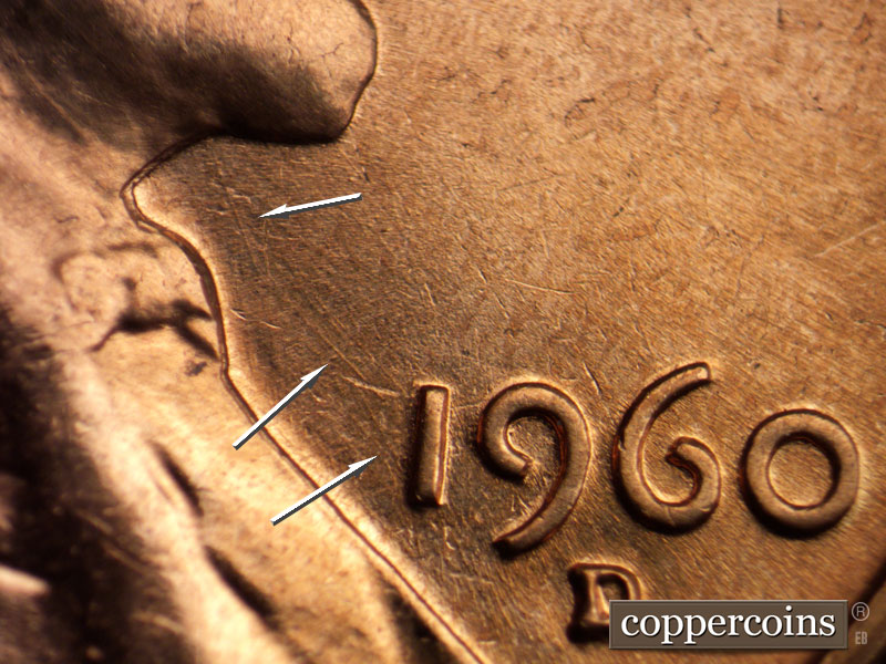 Die-stage C marker on 1960D•1MM•209 (1960 Repunched Mint Mark).