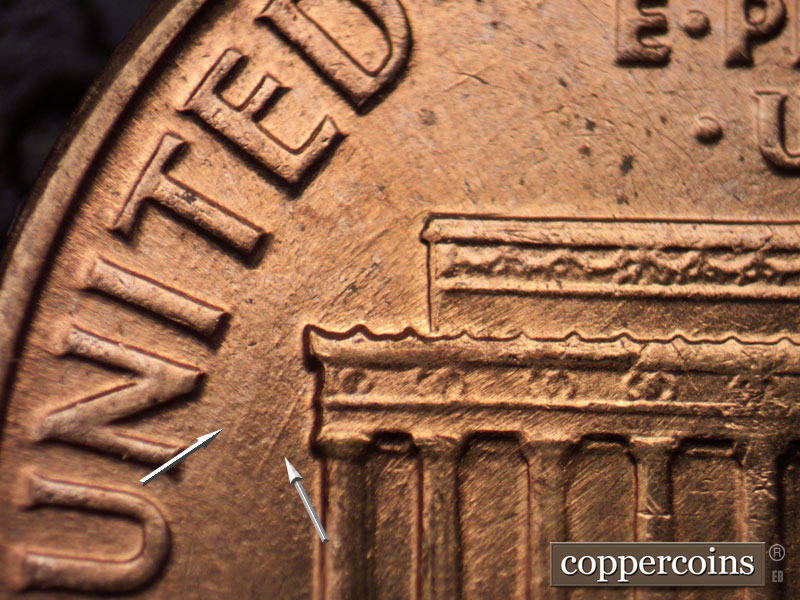 Die-stage A marker on 1960D•1MM•210 (1960 Repunched Mint Mark).