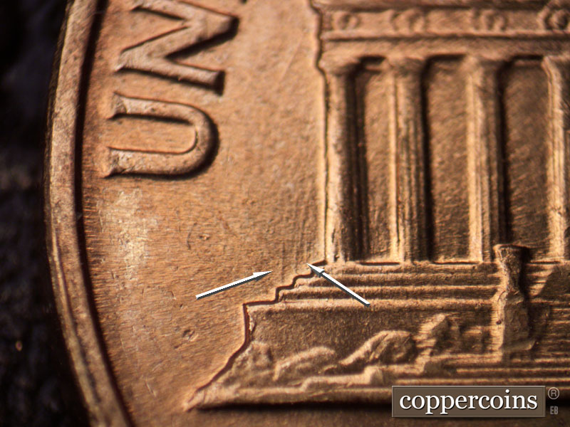 Die-stage A marker on 1960D•1MM•210 (1960 Repunched Mint Mark).