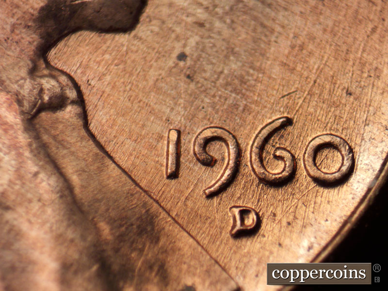 Die-stage B marker on 1960D•1MM•210 (1960 Repunched Mint Mark).