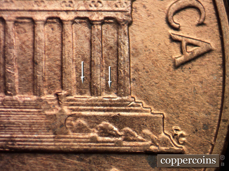 Die-stage B marker on 1960D•1MM•210 (1960 Repunched Mint Mark).