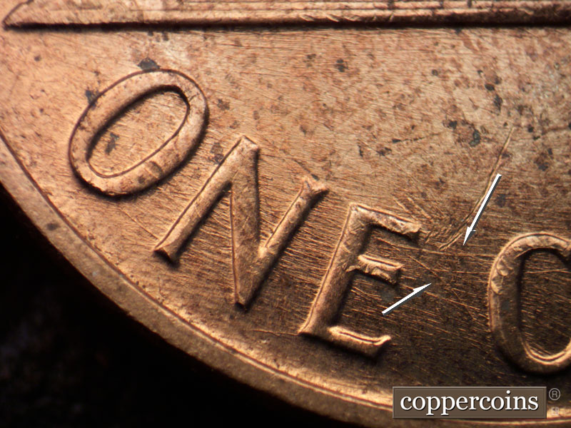 Die-stage B marker on 1960D•1MM•210 (1960 Repunched Mint Mark).