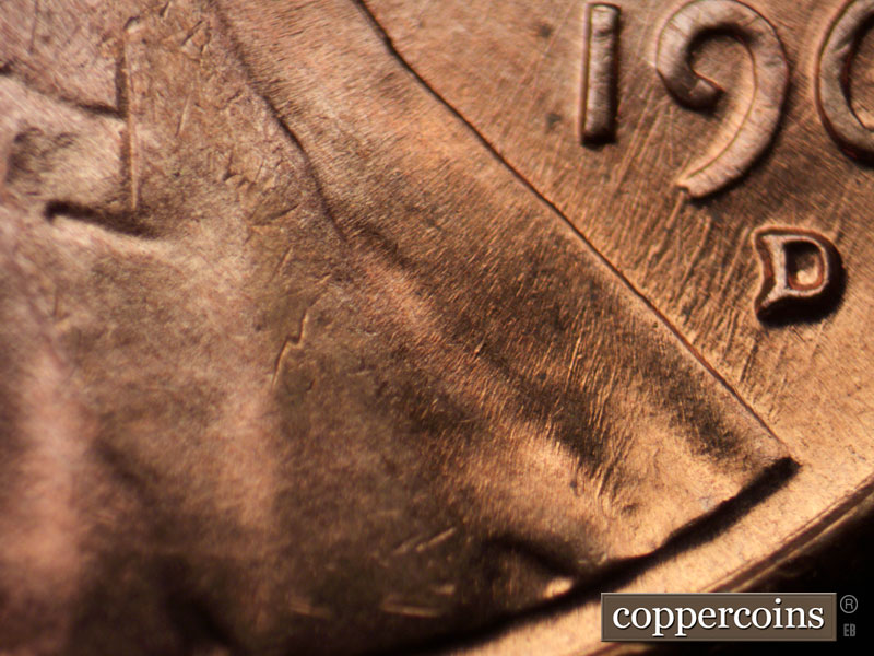Die-stage A marker on 1960D•1MM•211 (1960 Repunched Mint Mark).